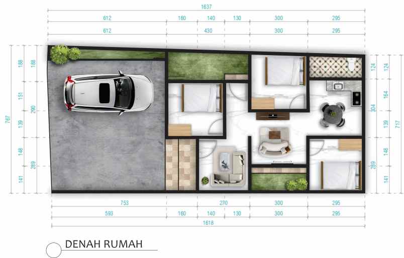 rumah modern 3 kamar tidur di sleman