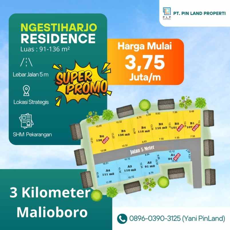 tanah kaveling murah 3 km malioboro jogja