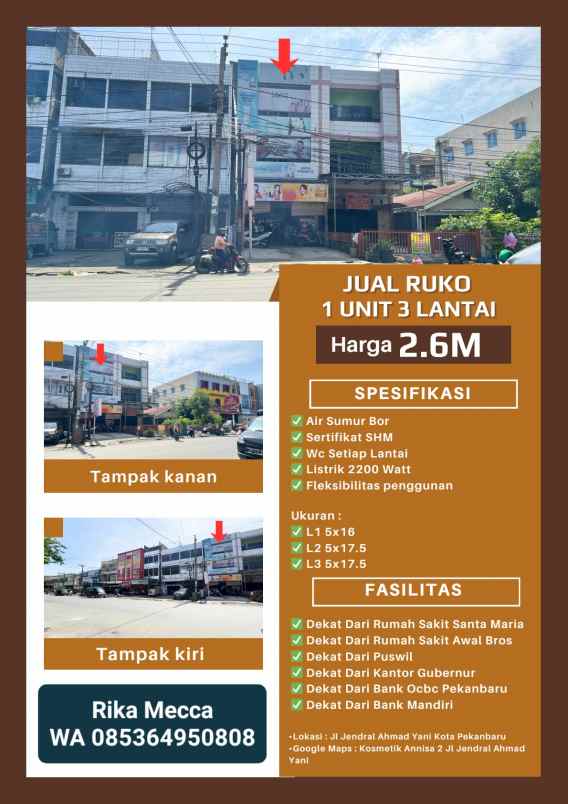 dijual 1 unit ruko 3 lantai