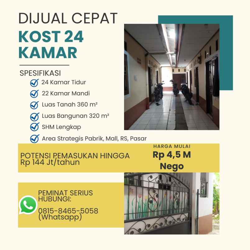 dijual kost cibinong kabupaten bogor