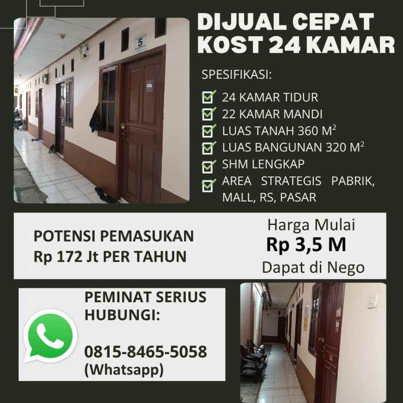 dijual kost cibinong kabupaten bogor