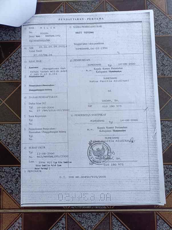 dijual murah tanah shm tanjungsari kab sumedang