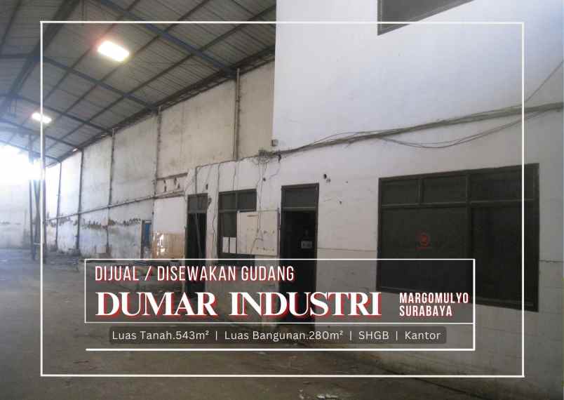 dijual ruko gudang kantor jl dumar industri