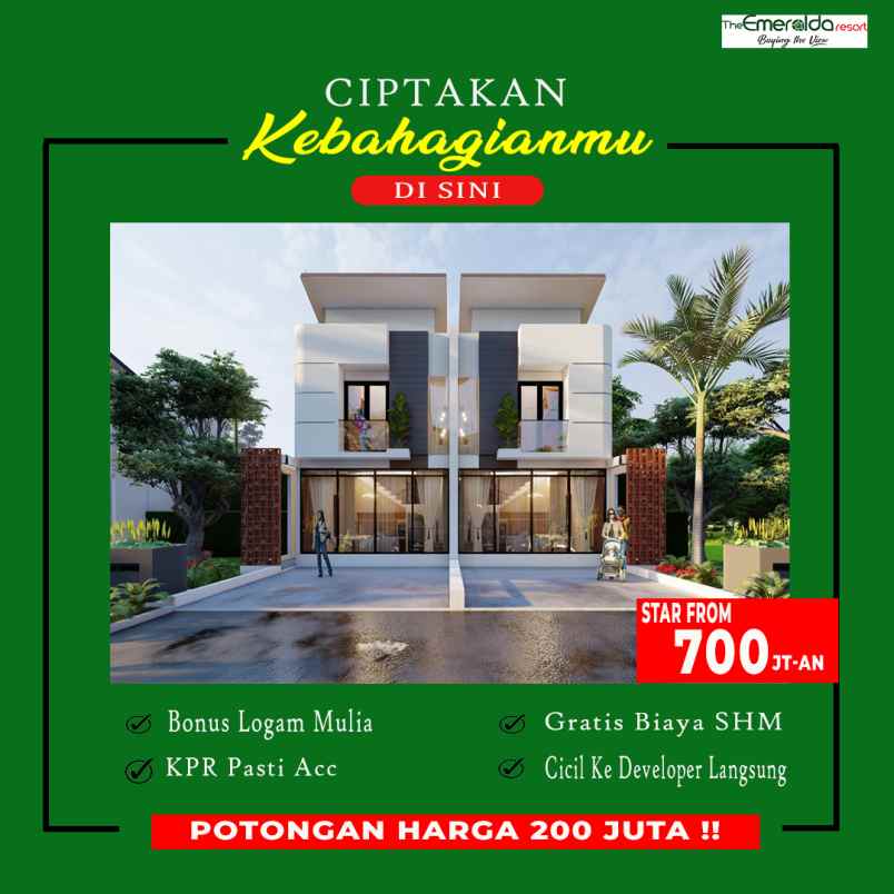 dijual rumah 2 lantai harga 1 lantai