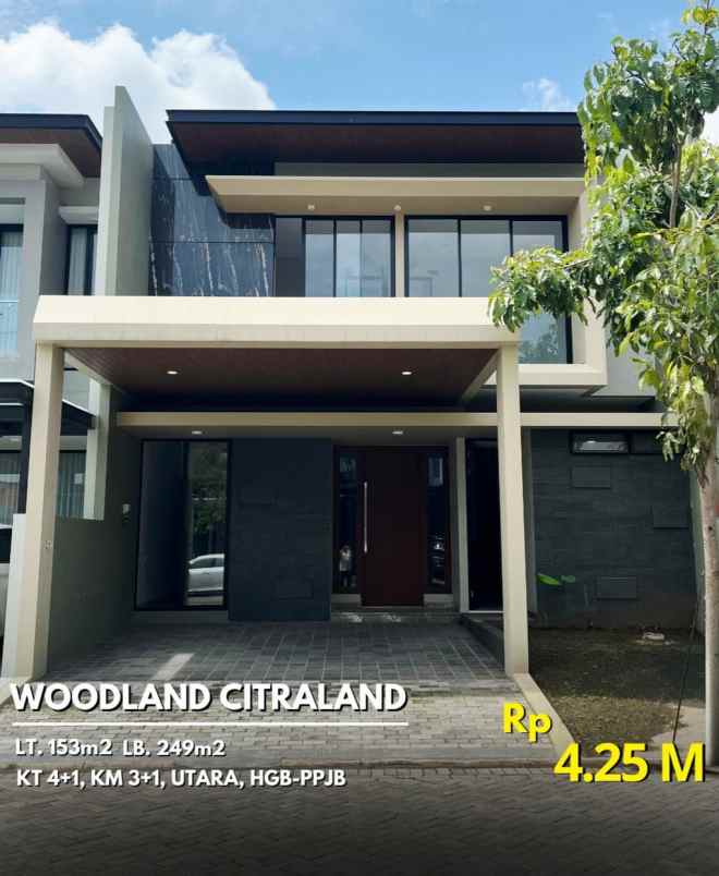 dijual rumah baru gress di citraland cluster woodland