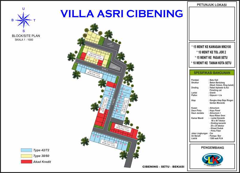 dijual rumah cibening kec setu