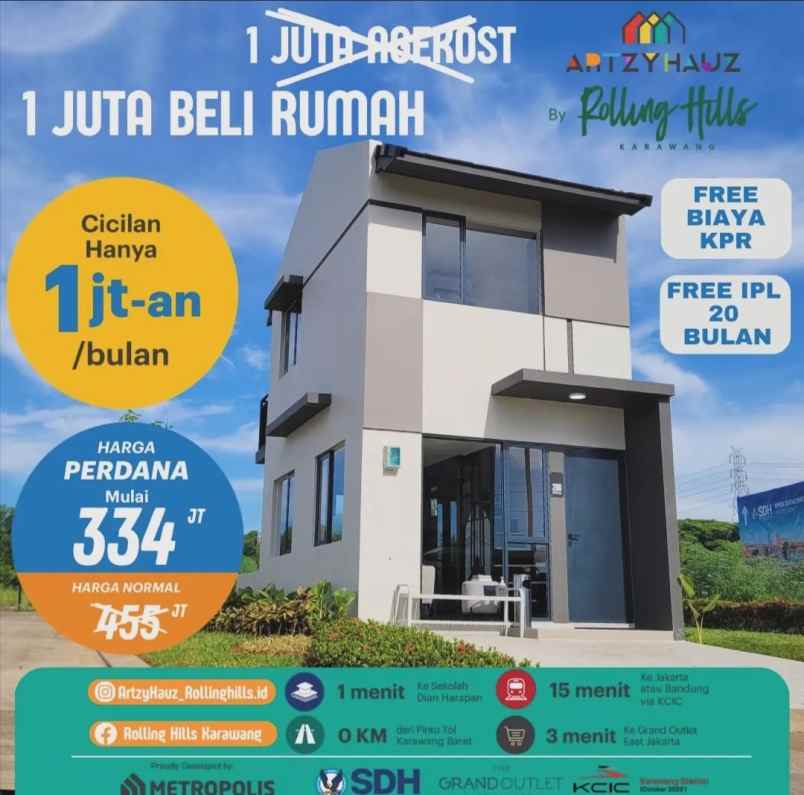 dijual rumah cicilan 1jt an artzy house karawang