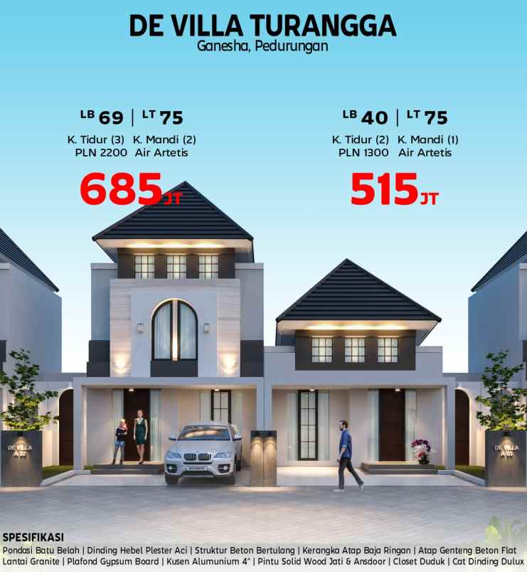 dijual rumah de villa turangga