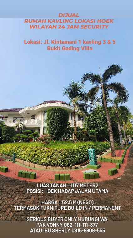 dijual rumah di bukit gading villa jakarta utara
