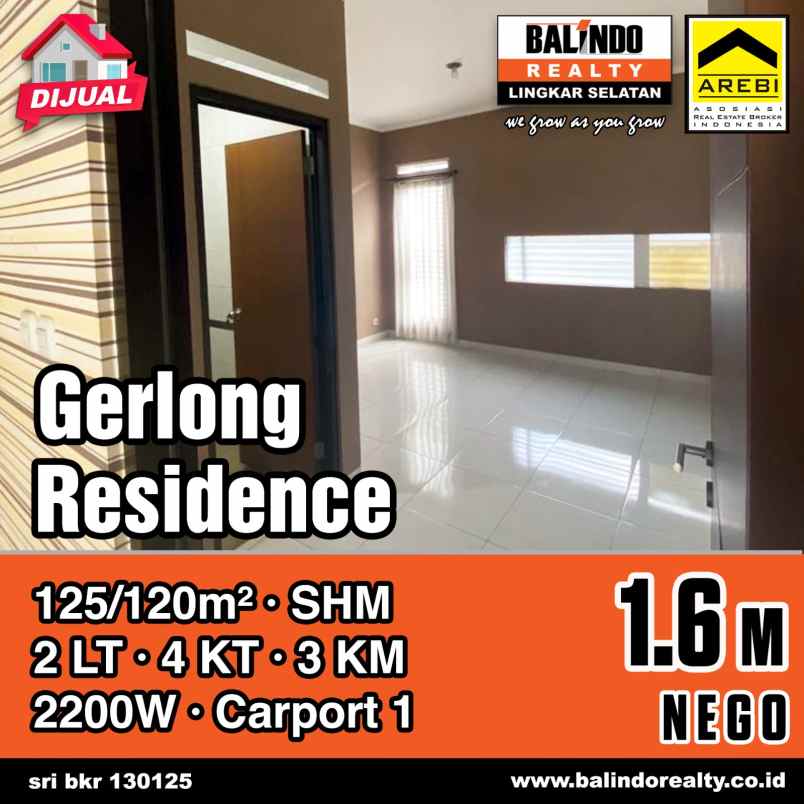 dijual rumah gerlong residence