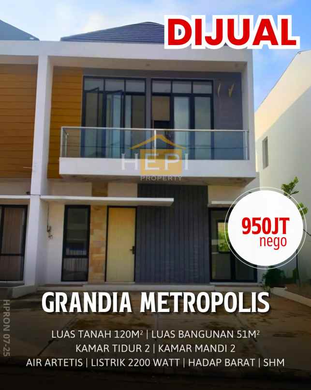 dijual rumah grandia metropolis beringin
