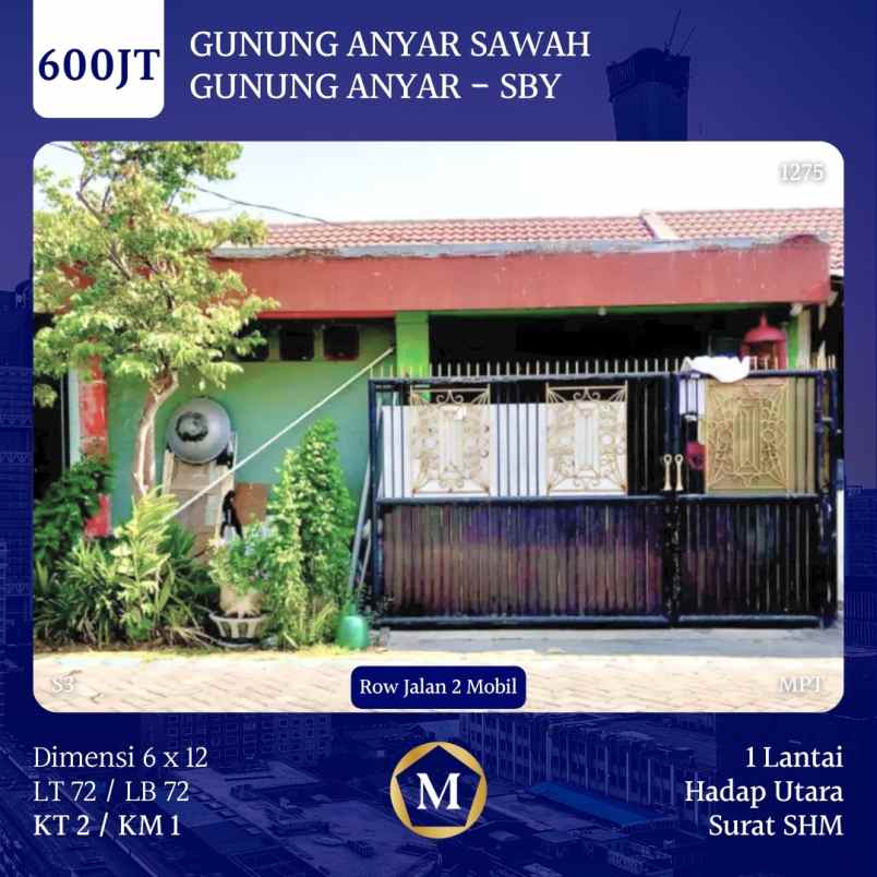 dijual rumah gunung anyar sawah