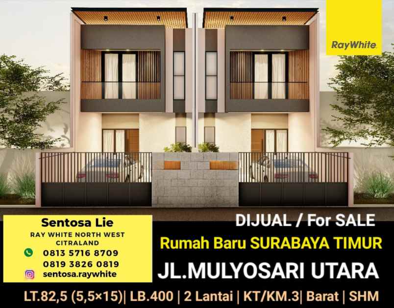 dijual rumah jalan mulyosari utara