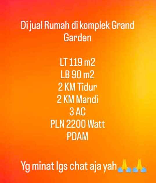 dijual rumah komplek grand garden jl