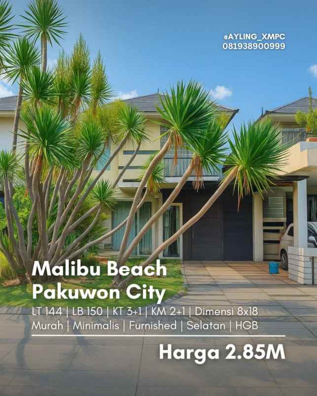 dijual rumah rumah malibu beach palm