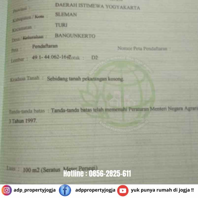 dijual tanah bangunkerto turi sleman