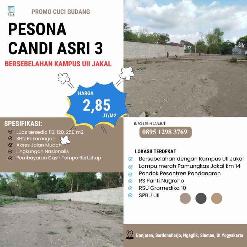 dijual tanah bonjotan sardonoharjo