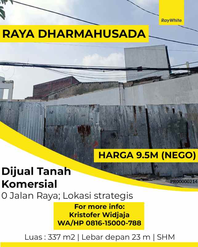 dijual tanah dharmahusada