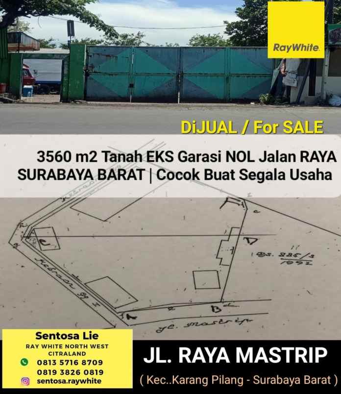 dijual tanah jalan raya mastrip