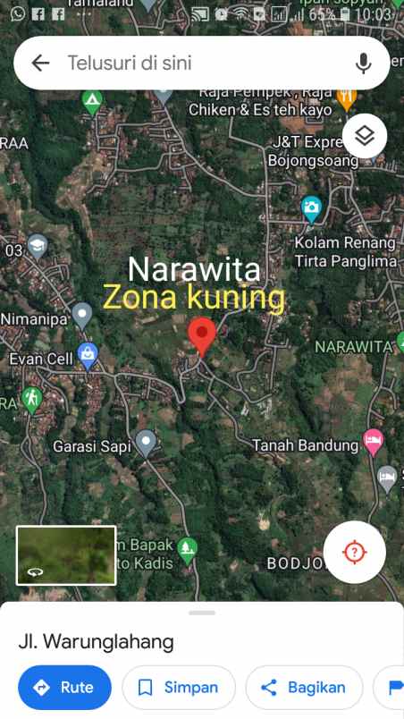 dijual tanah jalan warunglahang