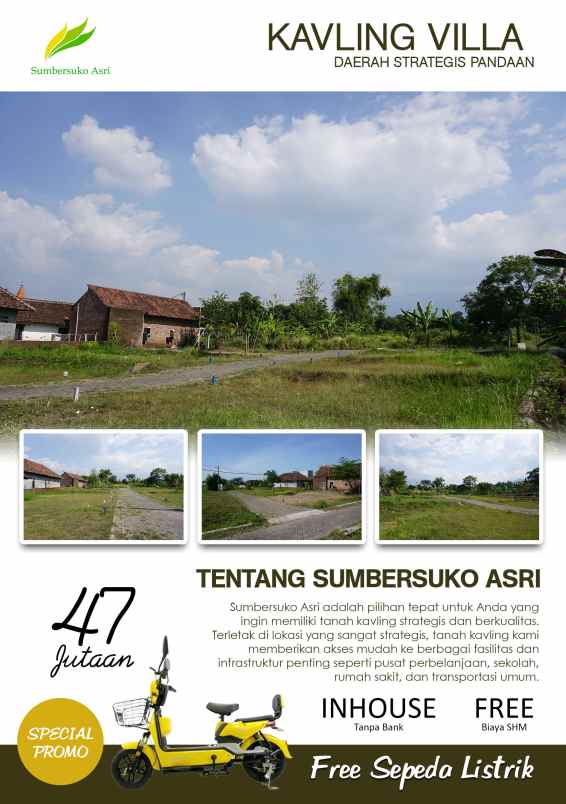 dijual tanah kemuning sumbersuko kec