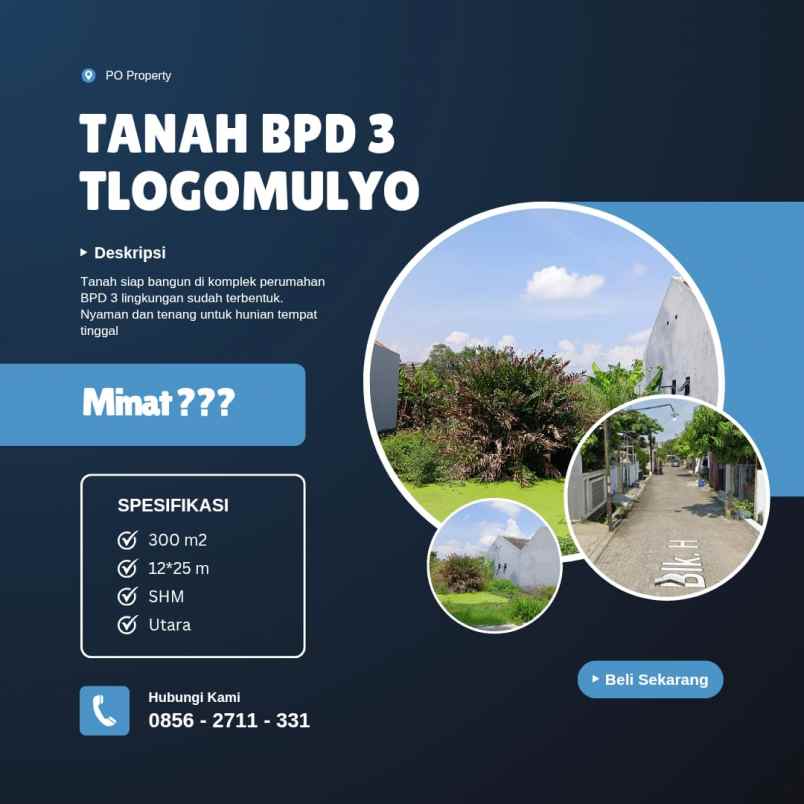 dijual tanah perumahan bpd iii