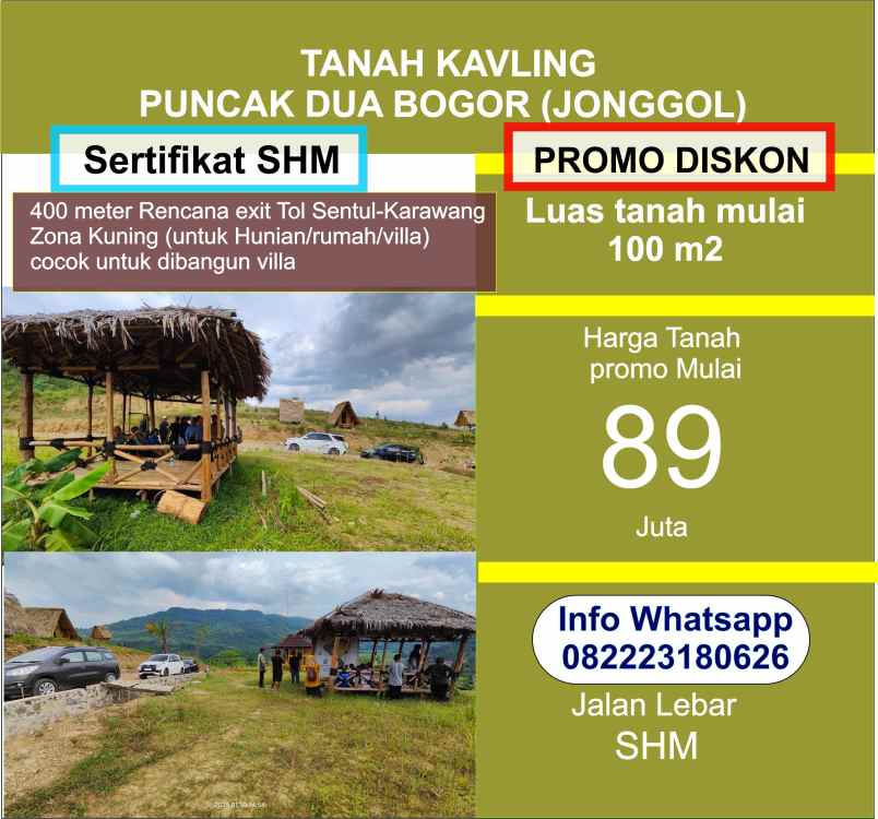 dijual tanah puncak dua bogor