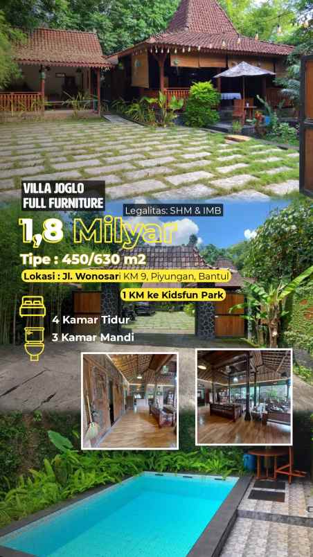 dijual villa 1 km ke kidsfun