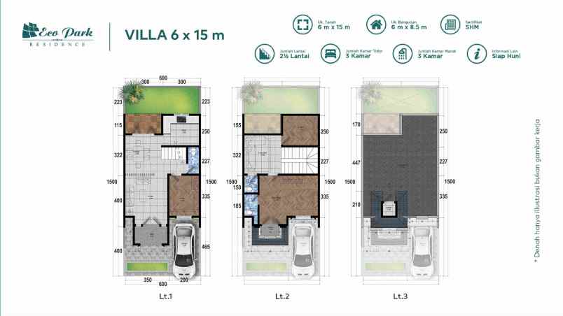 dijual villa komplek eco park residence