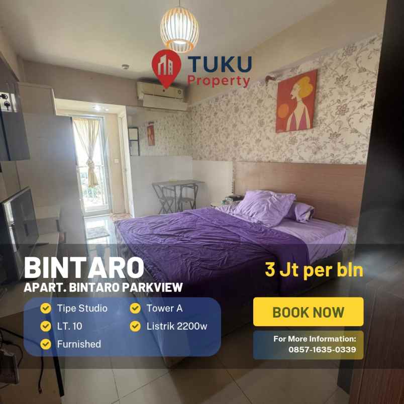 disewakan apart bintaro parkview furnished free ipl