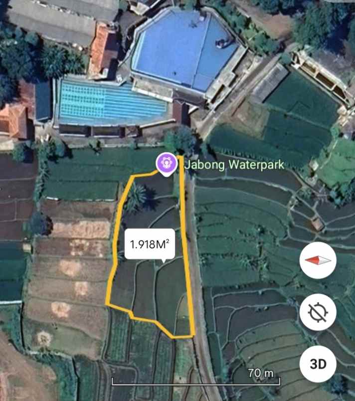 lahan sawah dekat wisata water park jalan cagak subang