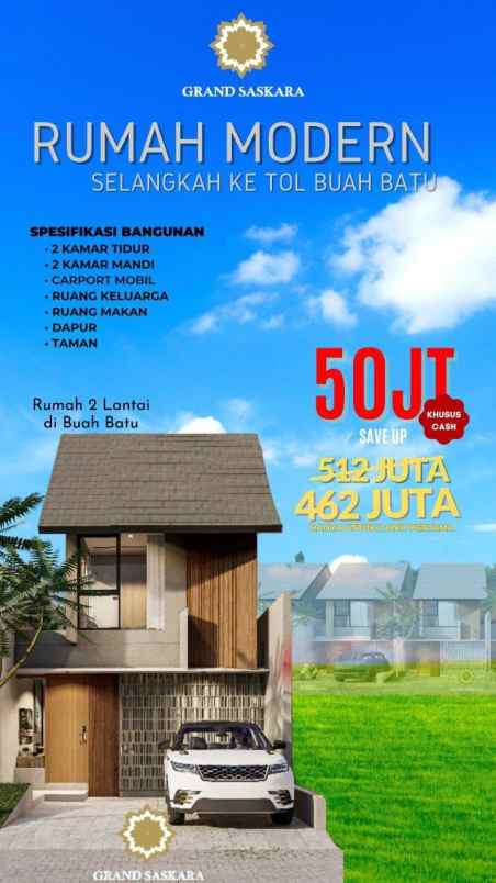 rumah baru kawasan buahbatu 500 juta 2 lantai