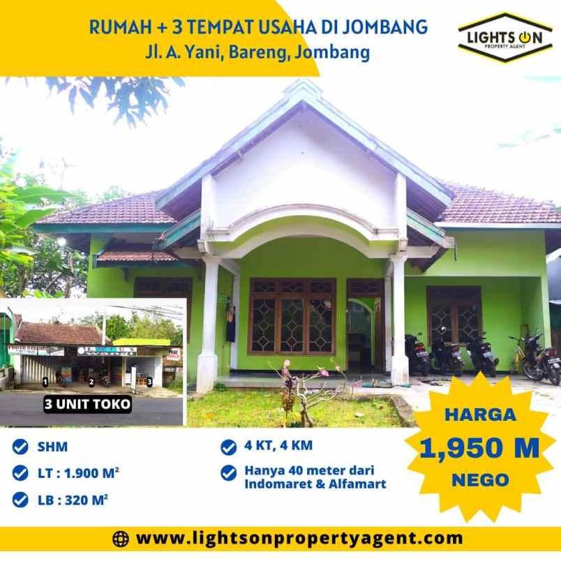 rumah dan tempat usaha di bareng jombang