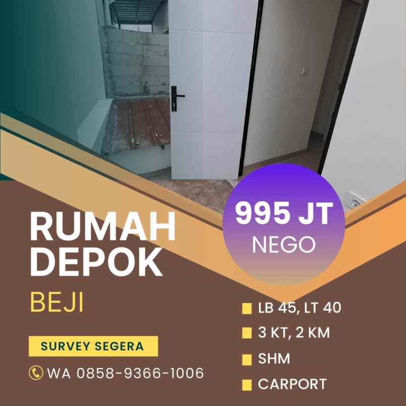 rumah depok beji 2 lantai cakep dekat tol kukusan beji