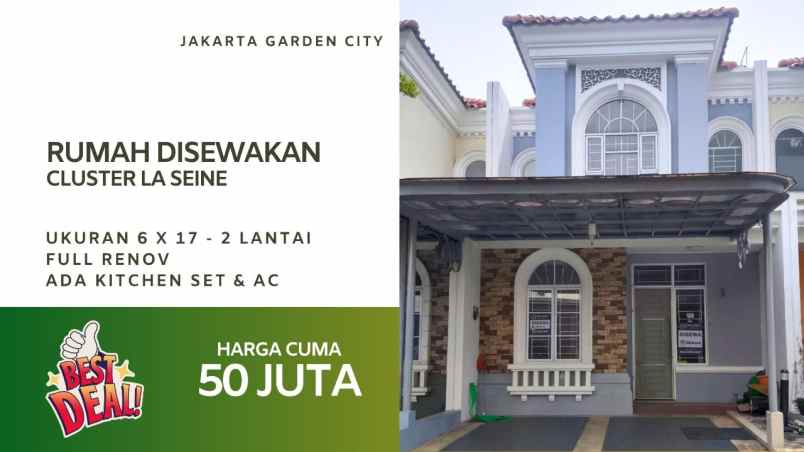 rumah disewakan cluster la seine jakarta garden city