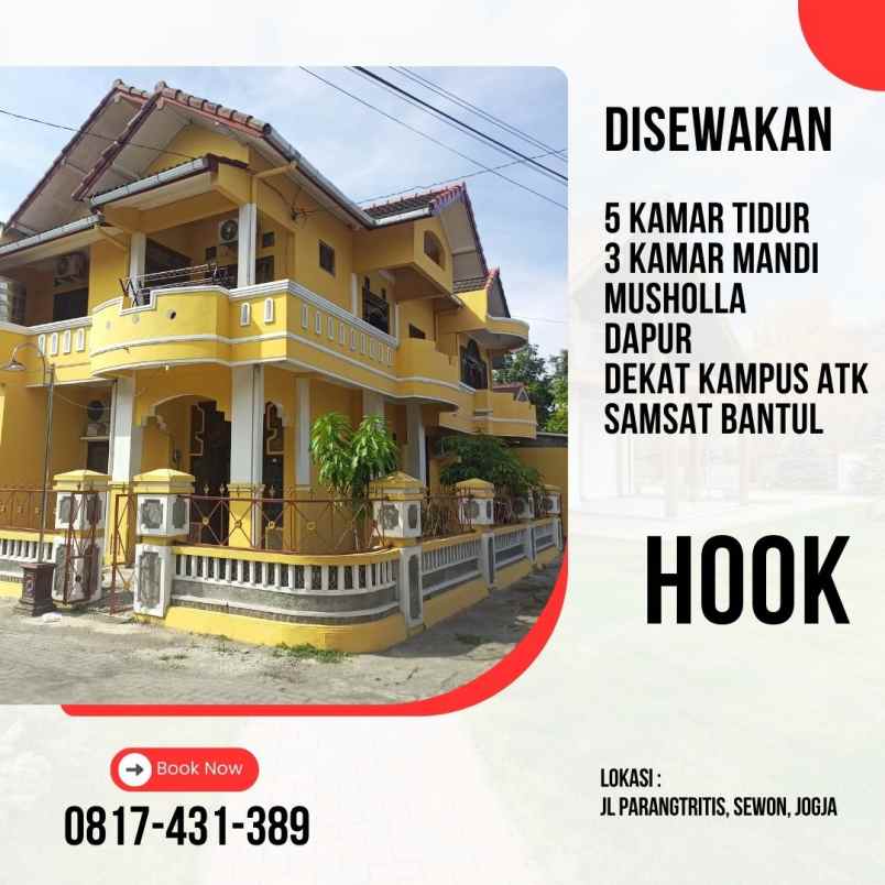 rumah disewakan jogja jl paris dekat samsat sewon