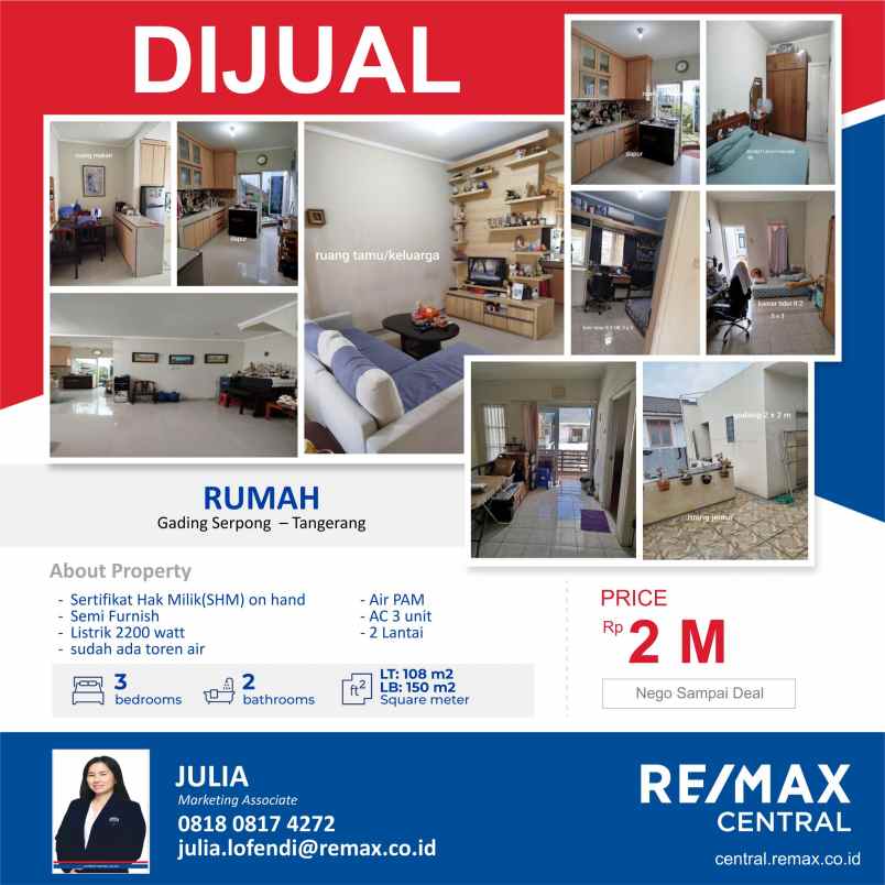 rumah semi furnish shm gading serpong tangerang