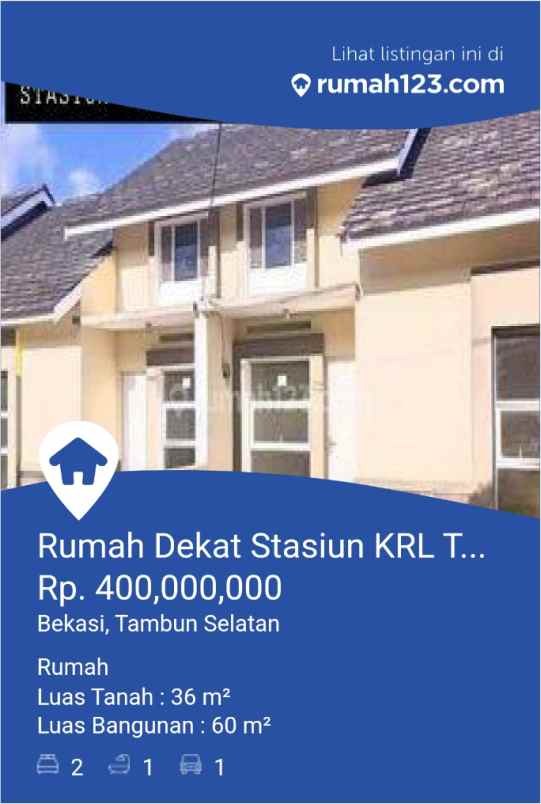 rumah siap huni dekat stasiun tambun