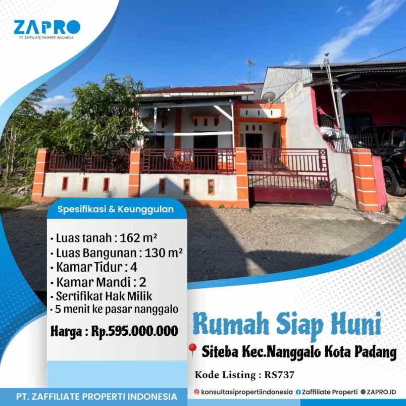 rumah siap huni di siteba padang