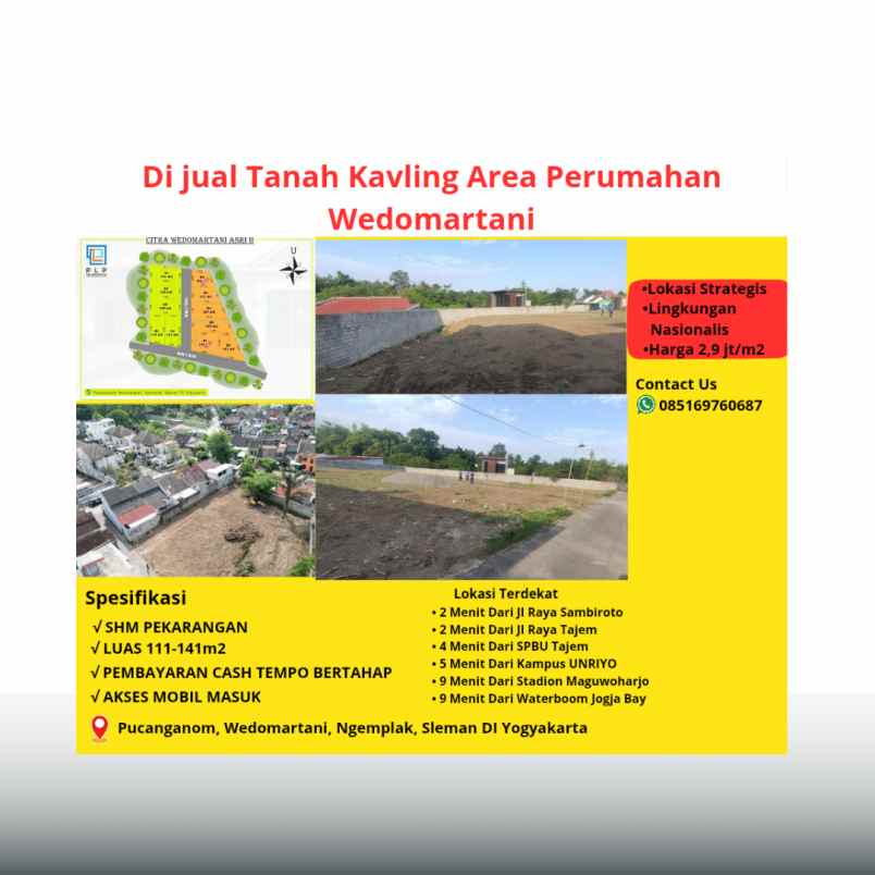 tanah kavling di perumahan elit area ngemplak sleman