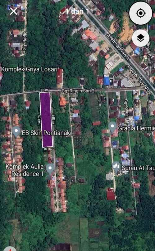 tanah siap bangun jalan ringin sari ukuran 26x140