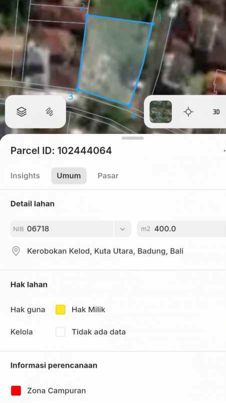 dijual 4 are jl umalas ii kerobokan kelod kuta utara