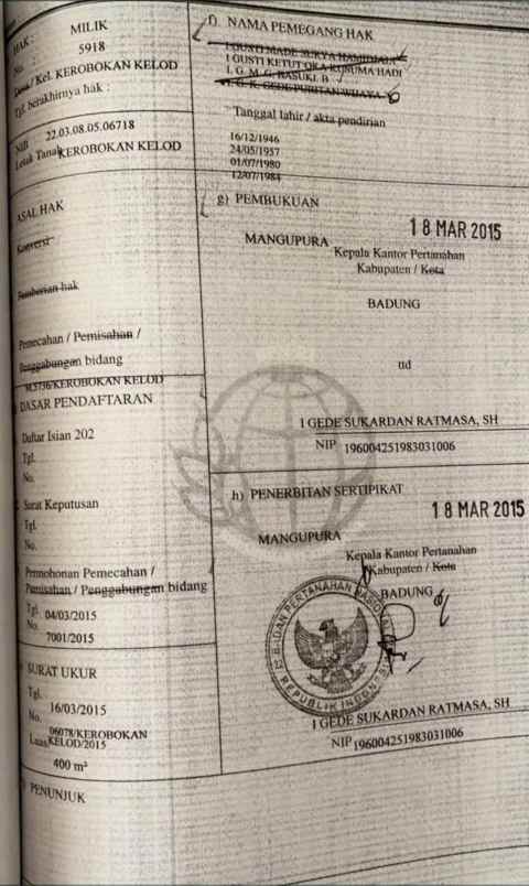 dijual 4 are jl umalas ii kerobokan kelod kuta utara