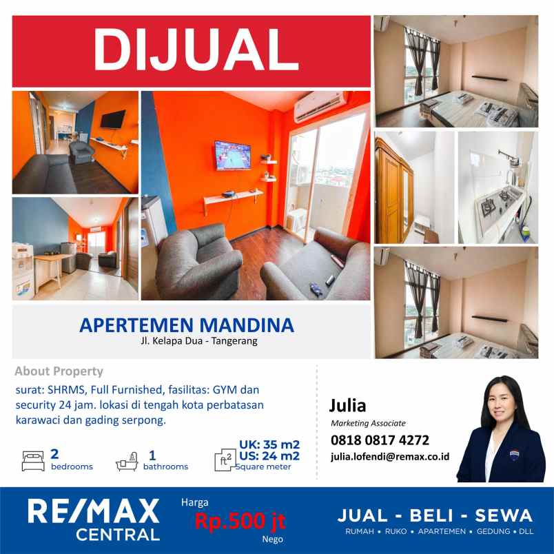 dijual apartemen jalan kelapa dua tangerang