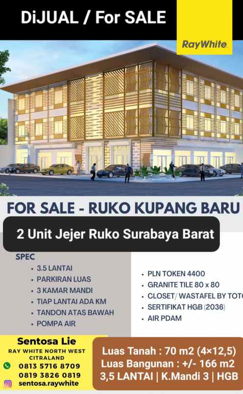 dijual ruko gudang kantor jalan raya kupang baru