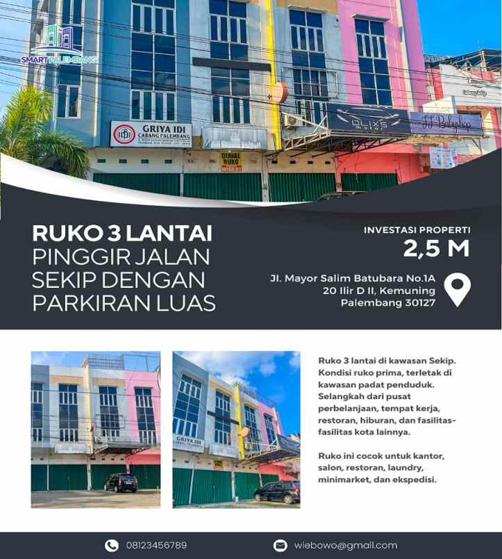 dijual ruko gudang kantor ji mayor salim batubara no