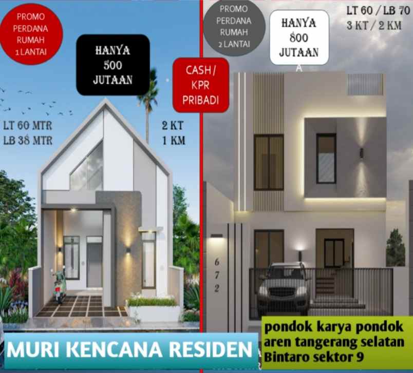 dijual rumah 1 lantai 2 lantai dan tanah kavking