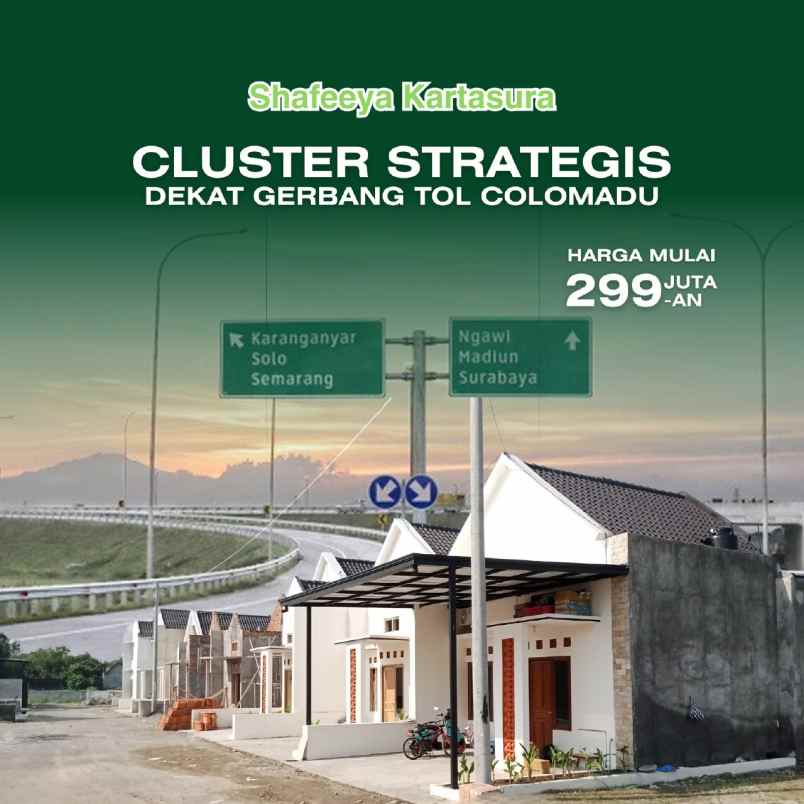 dijual rumah cluster strategis dekat tol colomadu