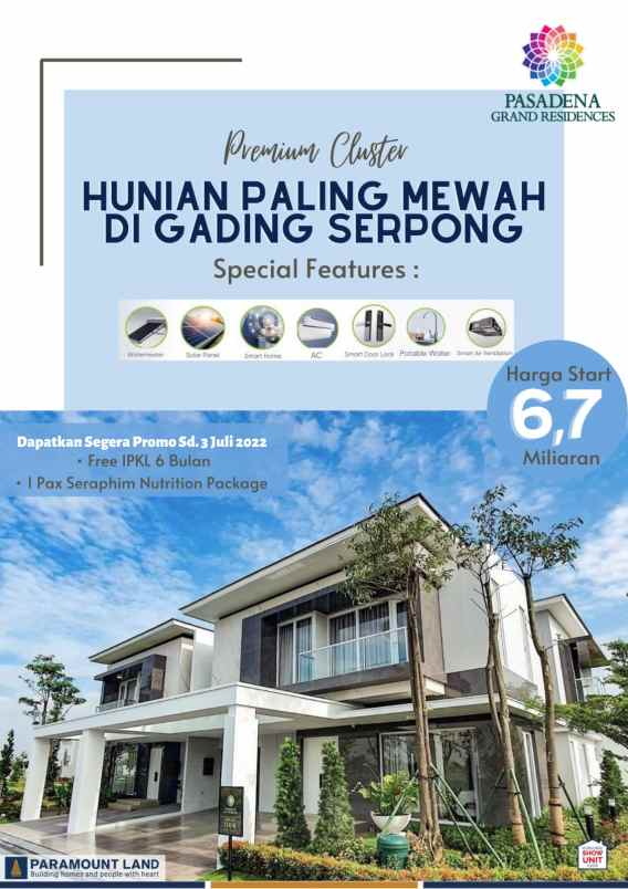 dijual rumah di pasadena grand residence modern tropis