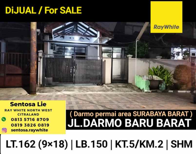 dijual rumah jalan darmo baru barat